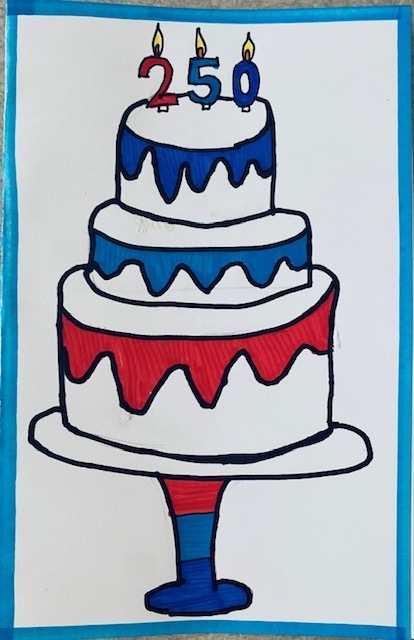 Birthday cards for America, designed by elementary art students