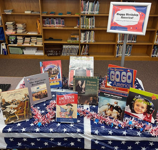 Semiquincentennial themed library display