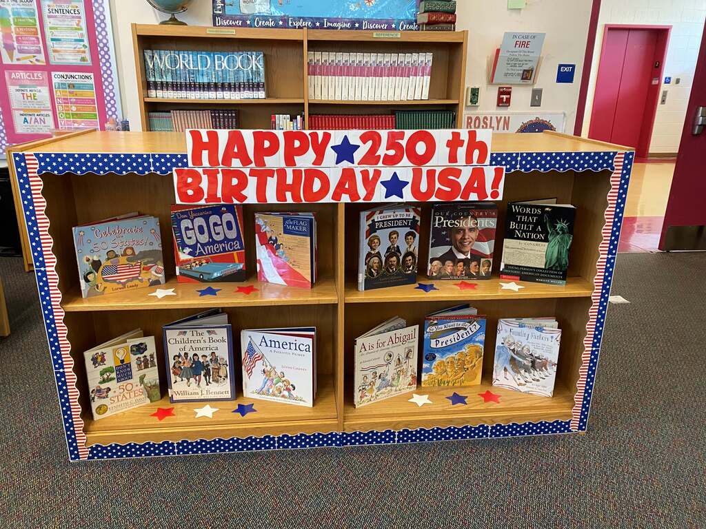 Semiquincentennial themed library display