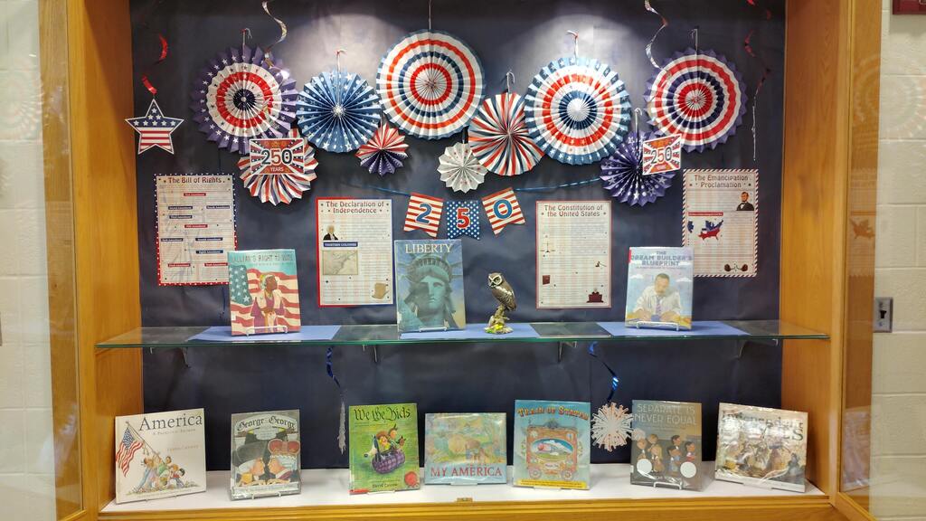 Semiquincentennial themed library display