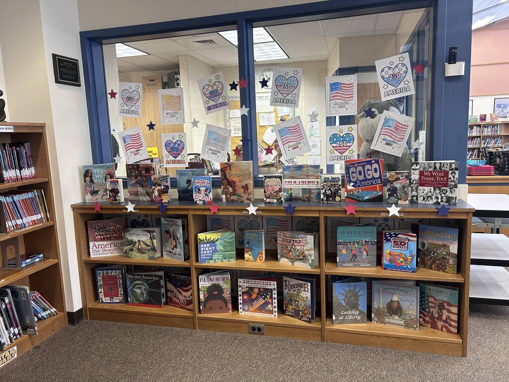 Semiquincentennial themed library display