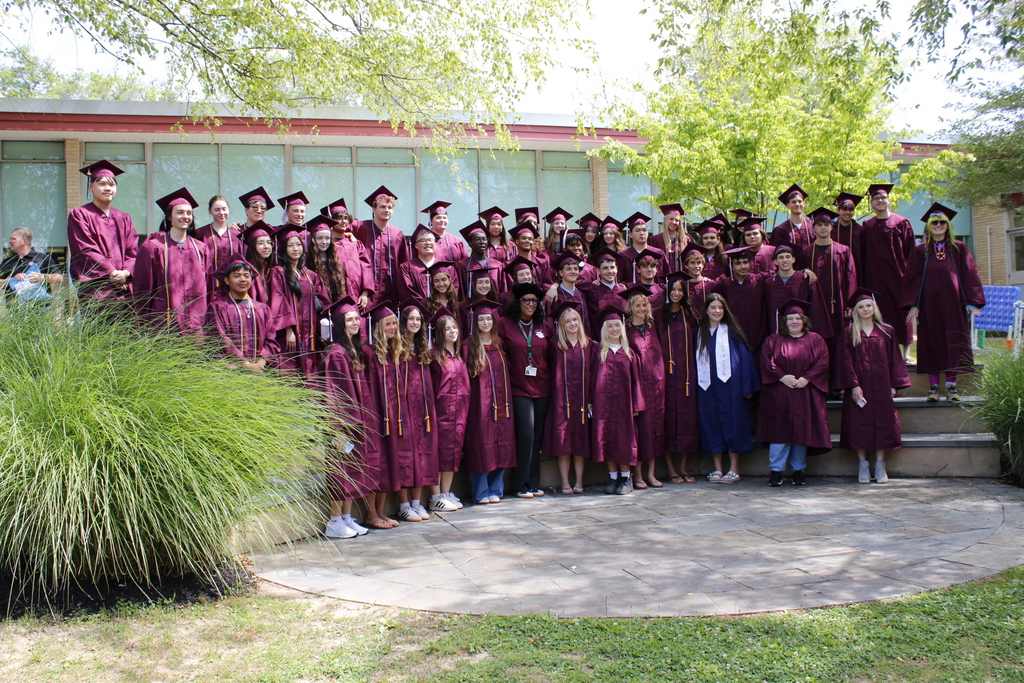 Students at Rydal take a group photo in their caps and gowns