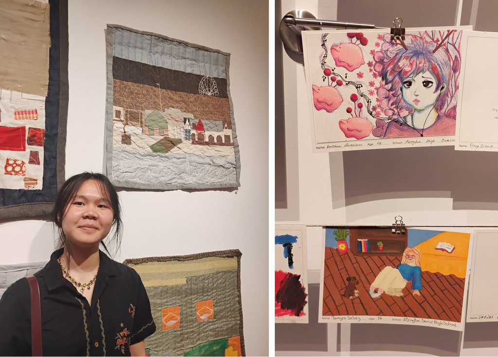 Anna Li (9th) had 3 artworks on display from her participation in the Winter and Spring sessions of the Art Museum’s Saturday Art Program. Postcard designs of character profiles were also included in the exhibit