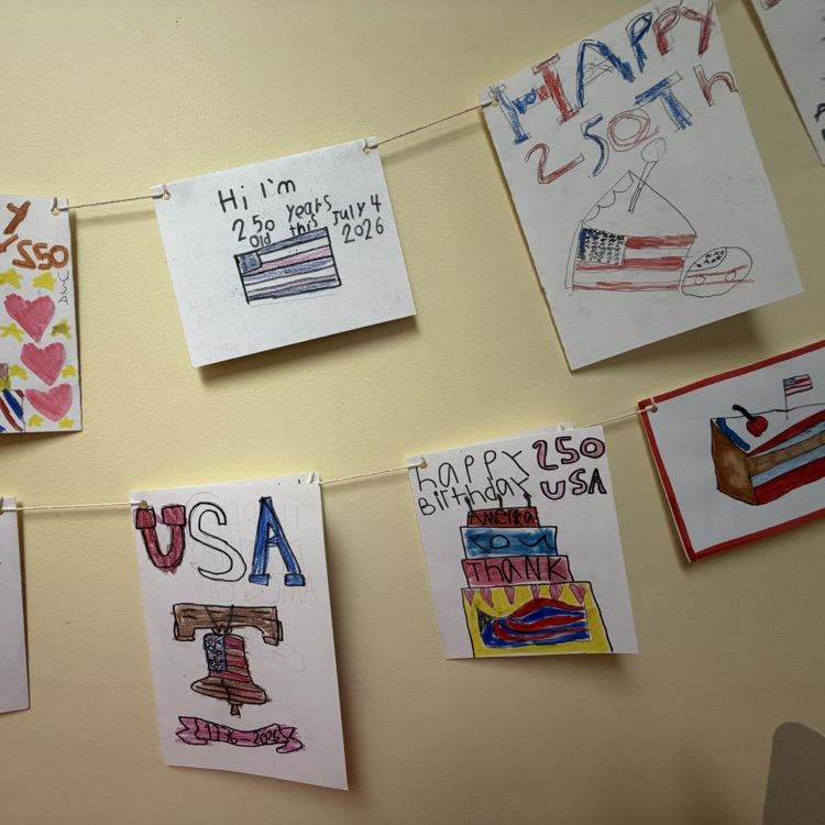 Birthday cards for America, made by elementary students