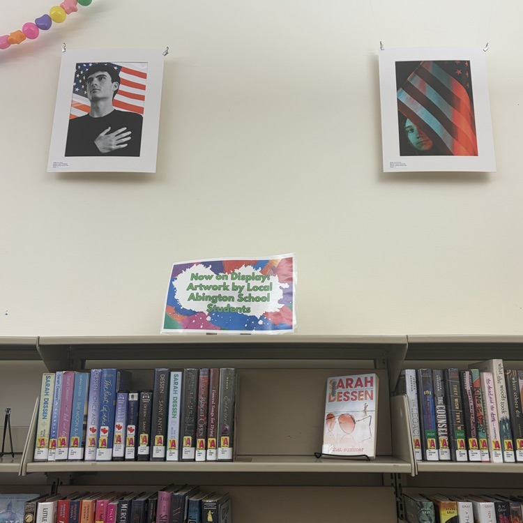 Digital photos of the American flag, taken by high school students, on display