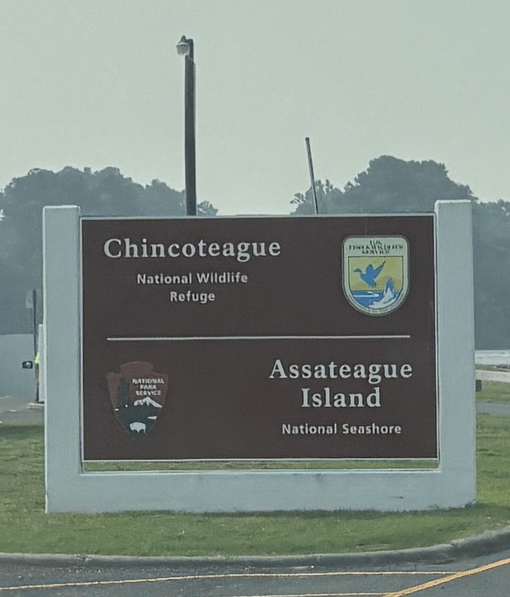 The sign for Chincoteague National Wildlife Refuge at the Assateague Island National Seashore