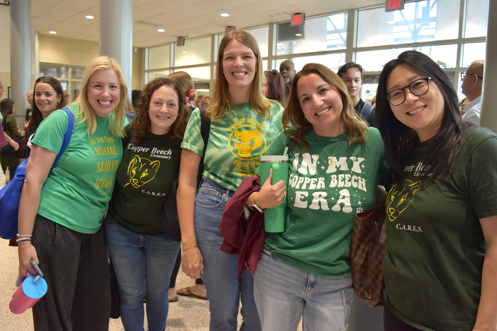 Copper Beech teachers in the lobby before convocation