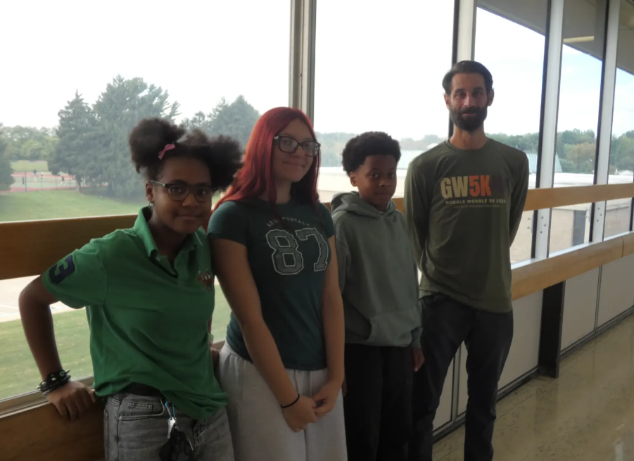 Image of students and teachers celebrating Start with Hello Week