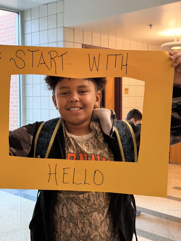 students smiling in a start with hello frame