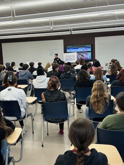Women's League of Voters Representatives Speak to Students in a Classroom at the High School