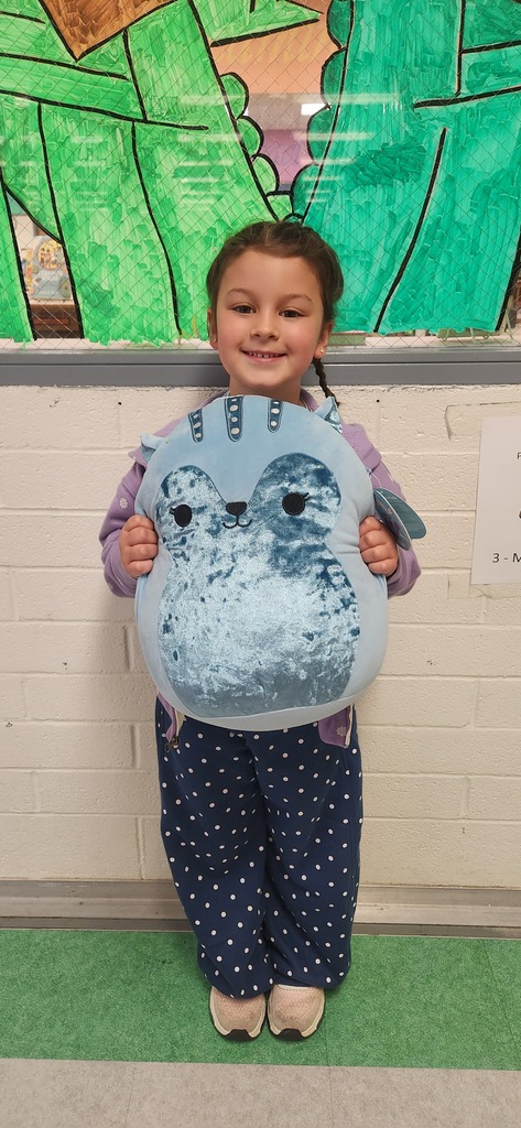 Student holding  a stuffed animal