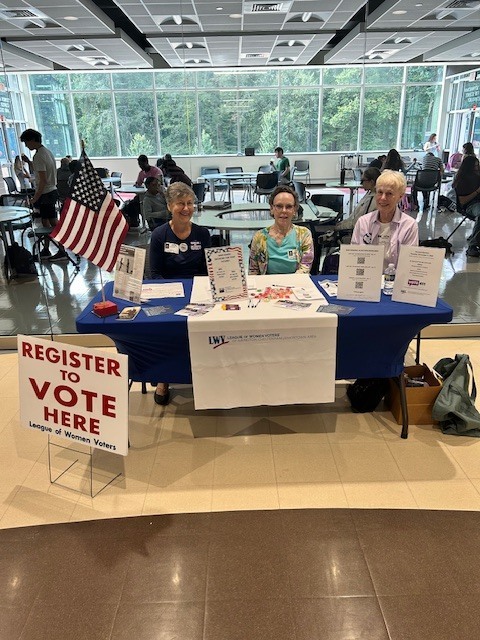 Volunteers at the voter registration table