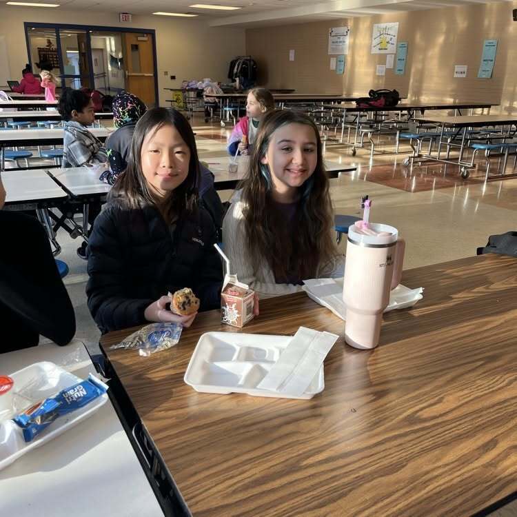 Willow Hill students eat breakfast together in the cafeteria