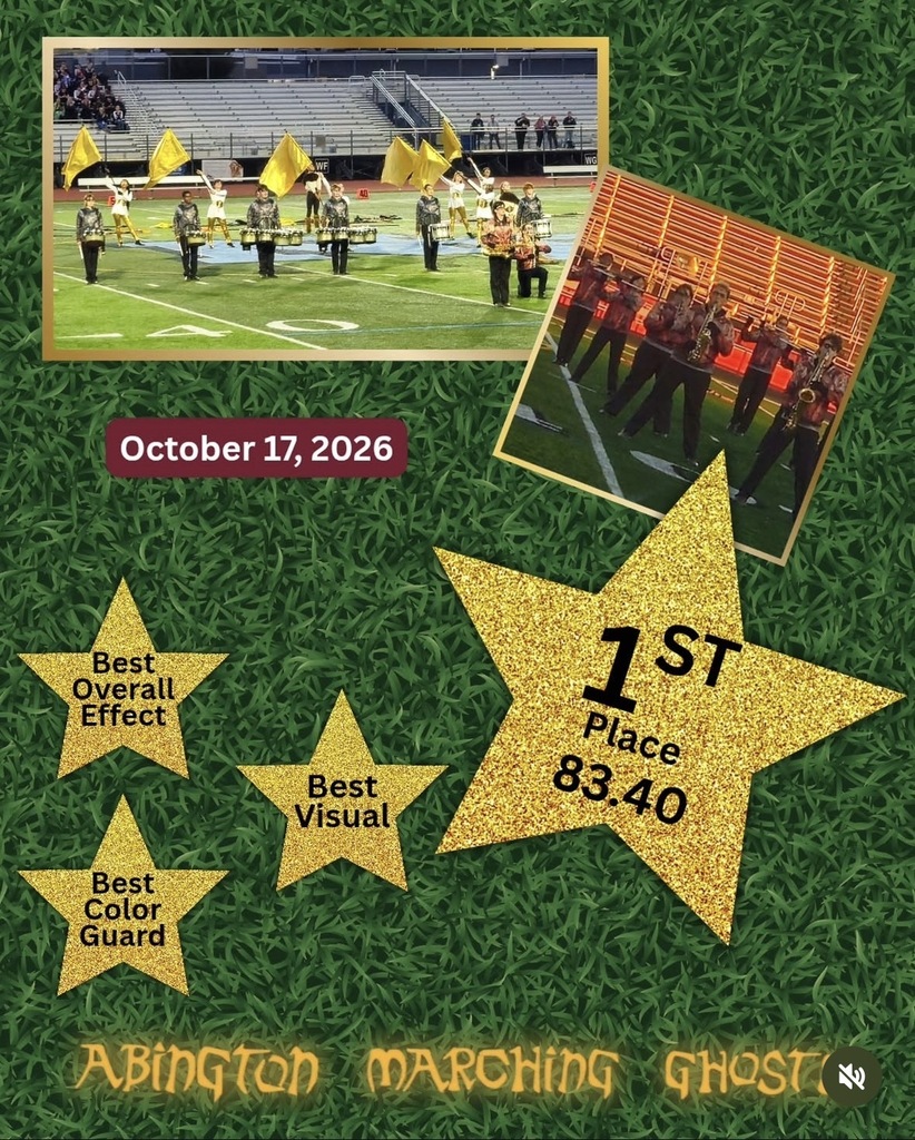 Abington Marching Band wins first place at Pennsbury on October 17th. 