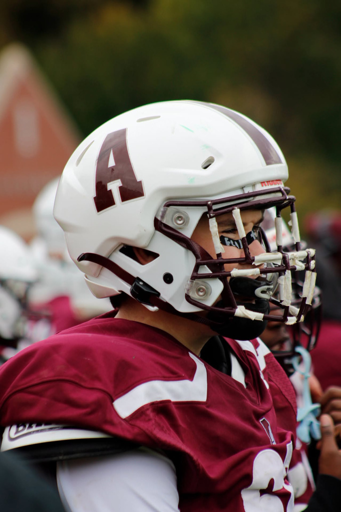 A football player at the homecoming football game