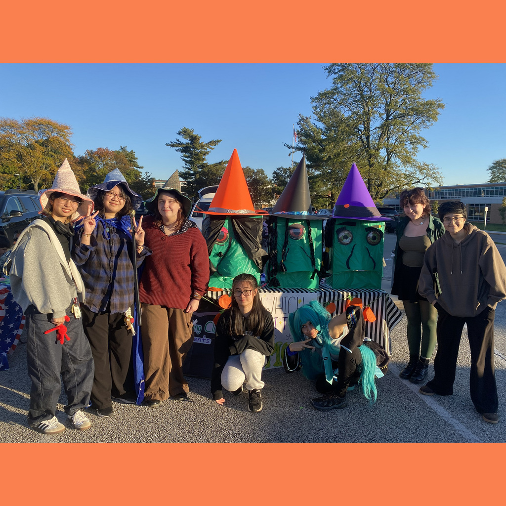 Members of the Quilting Club dressed in costume at Trunk or Treat event