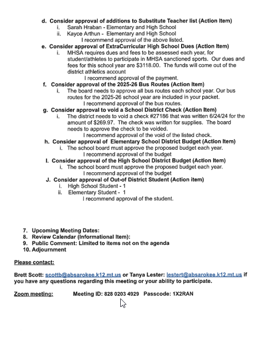 Board Agenda