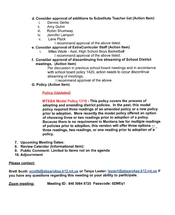 Board Agenda