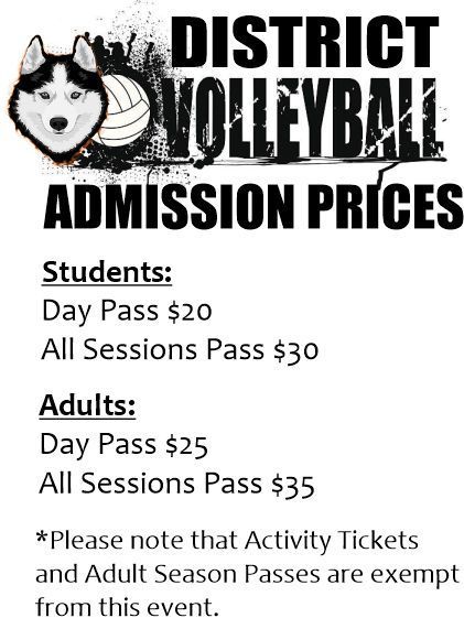District Volleyball Admission Prices