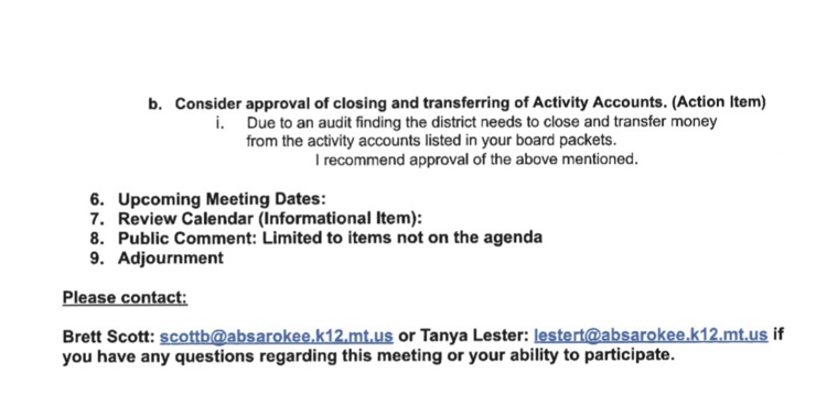 December Board Agenda