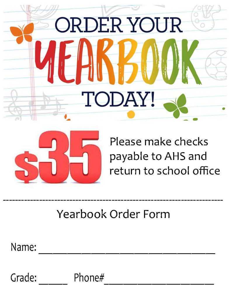 Order form for yearbook