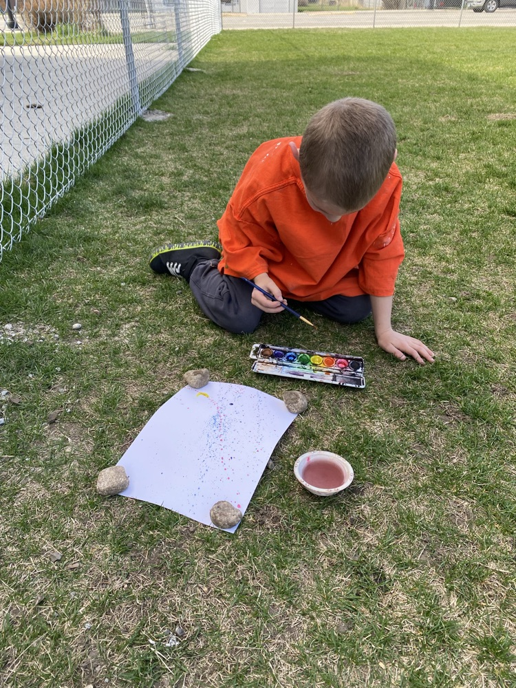 students working abstract expressionist artworks