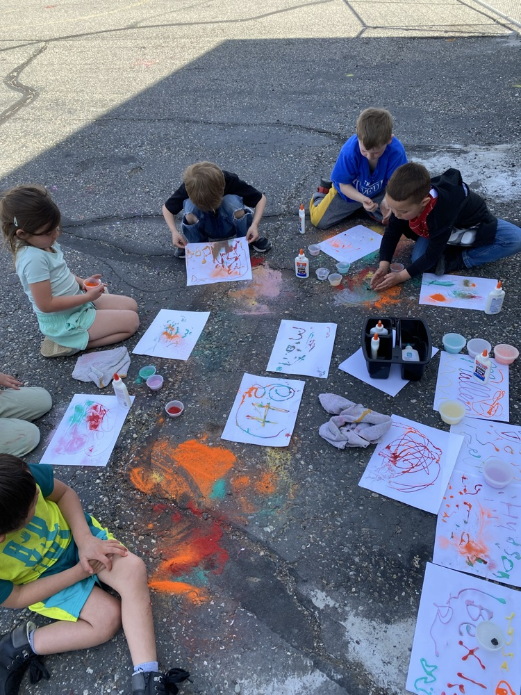 students working abstract expressionist artworks