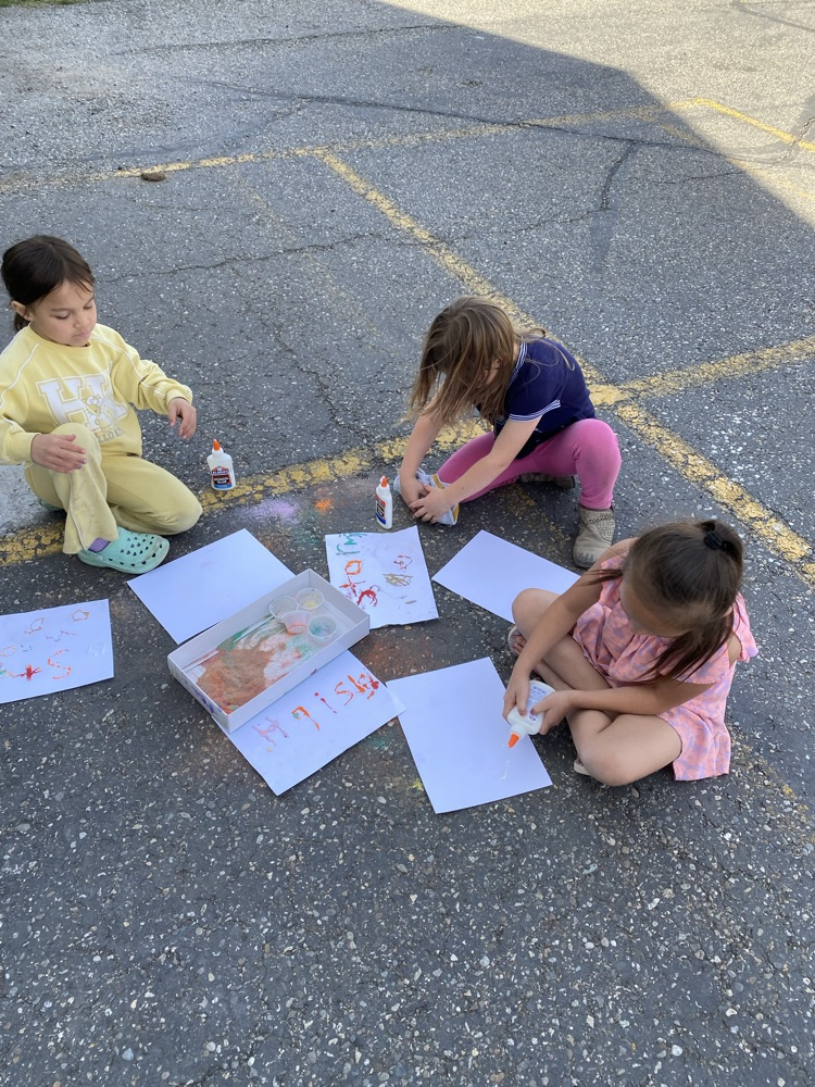 students working abstract expressionist artworks