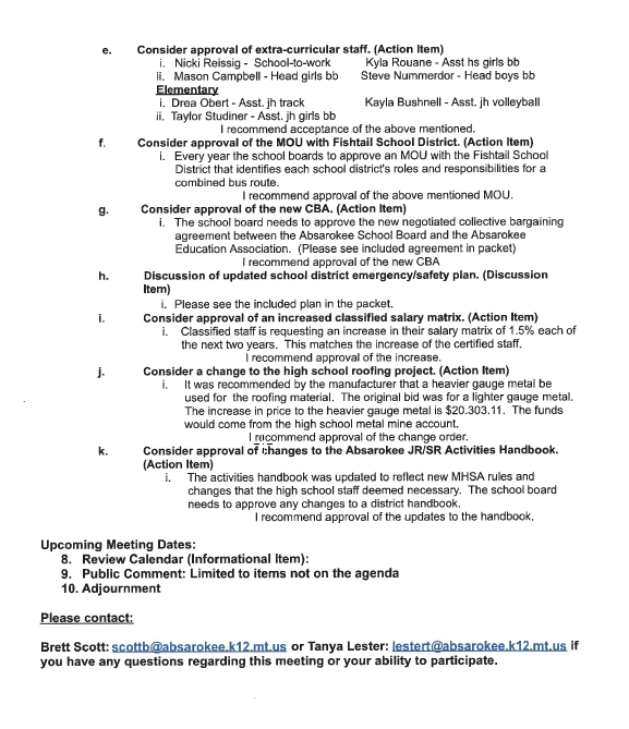 Board Agenda