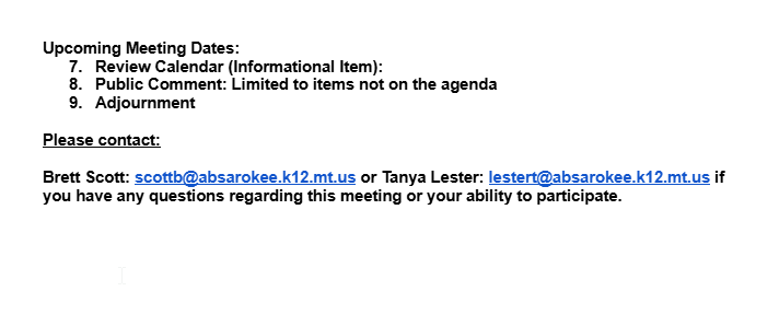 Board Agenda