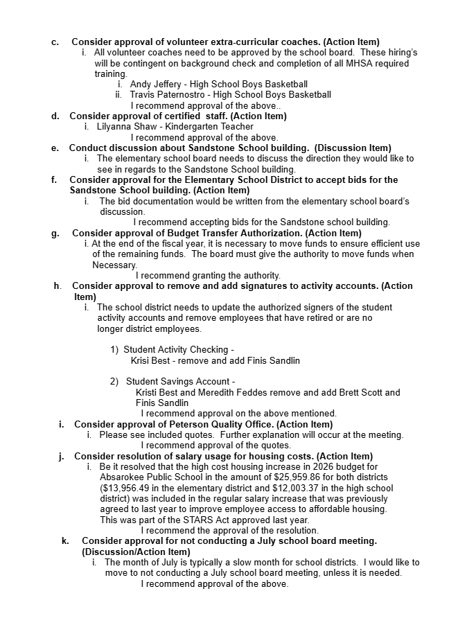 Board Agenda
