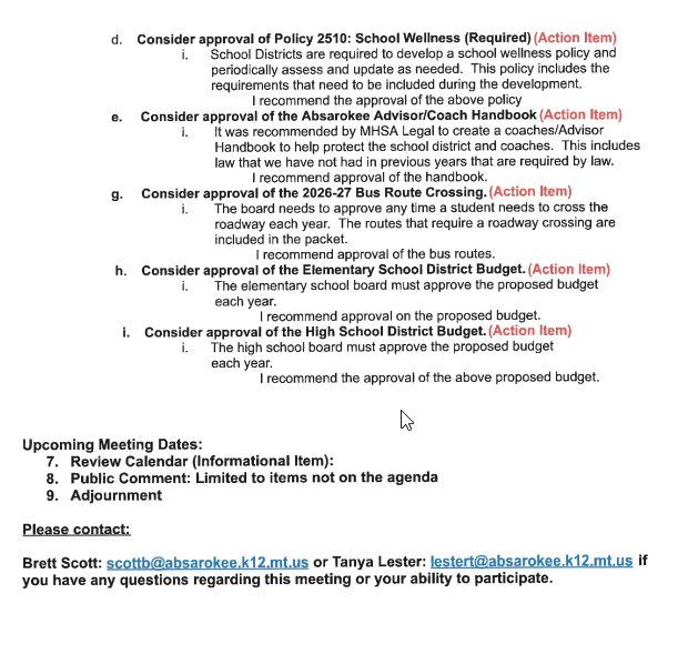 Board Agenda