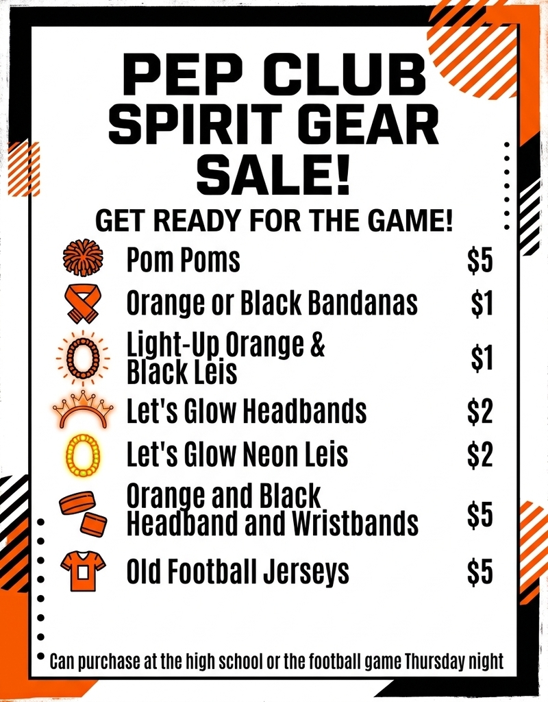 Poster showing prices for spirit gear sale by Pep Club