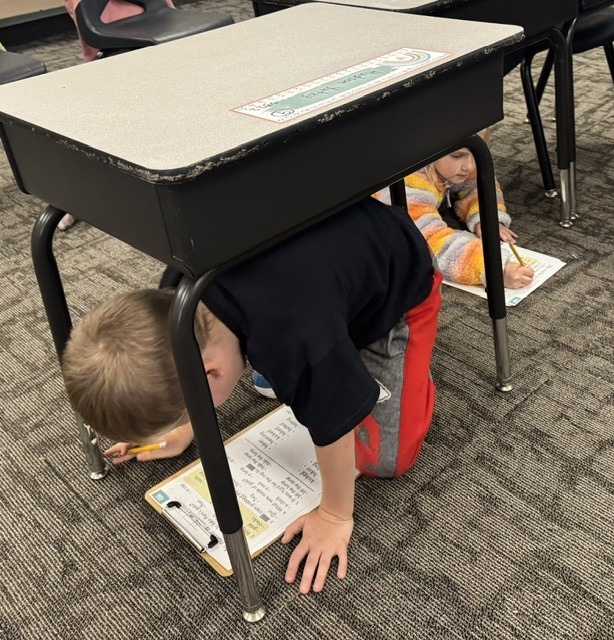 We got to do our independent work under our desks!
