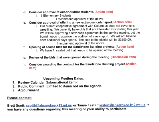 Board Agenda