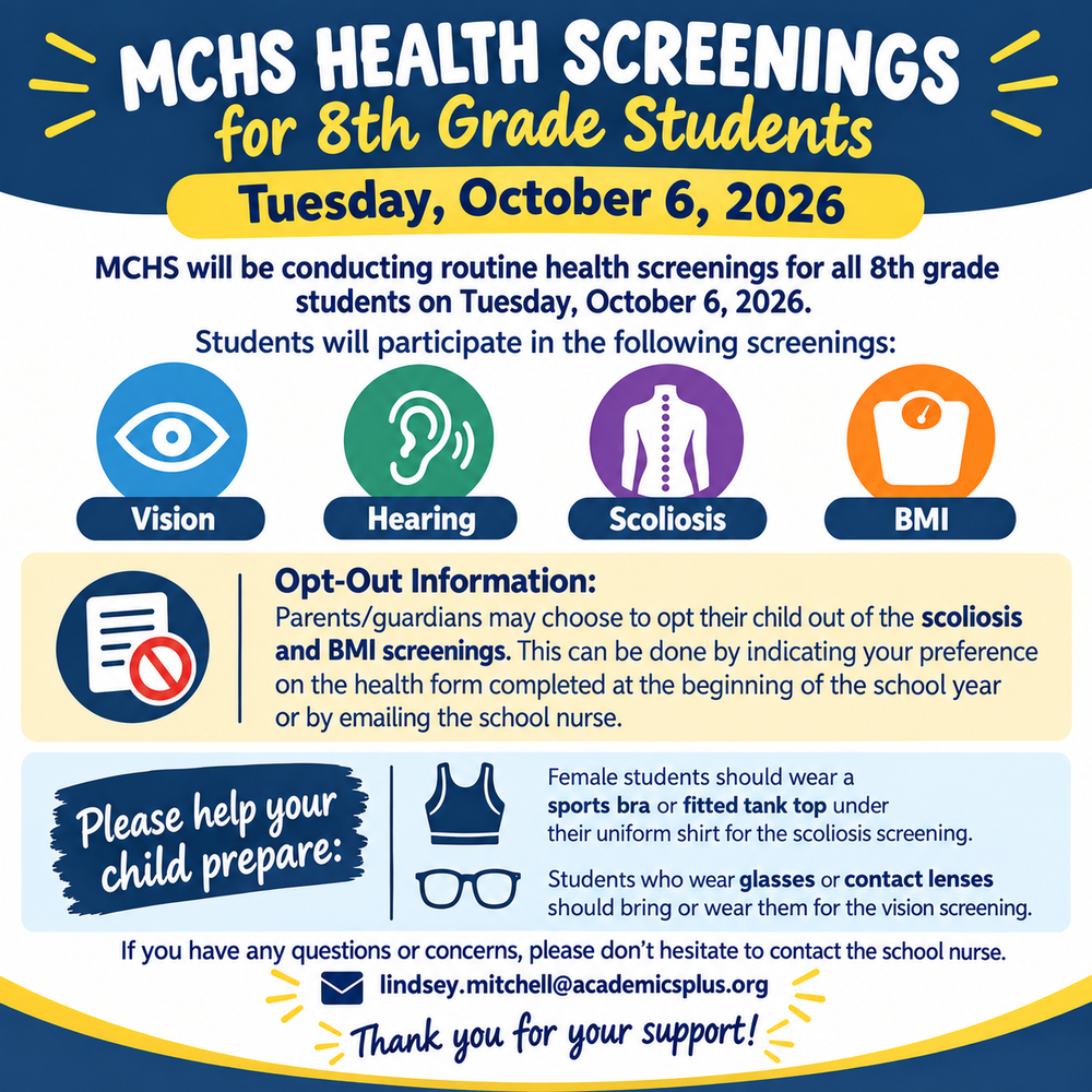 MCHS Health Screenings for 8th Grade Students