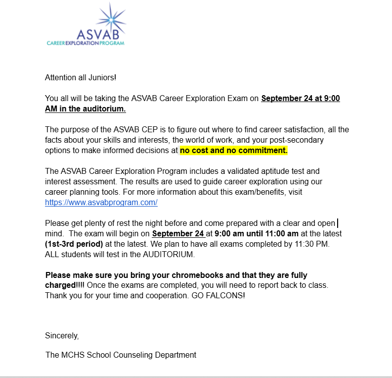 ASVAB EXAM FOR JUNIORS