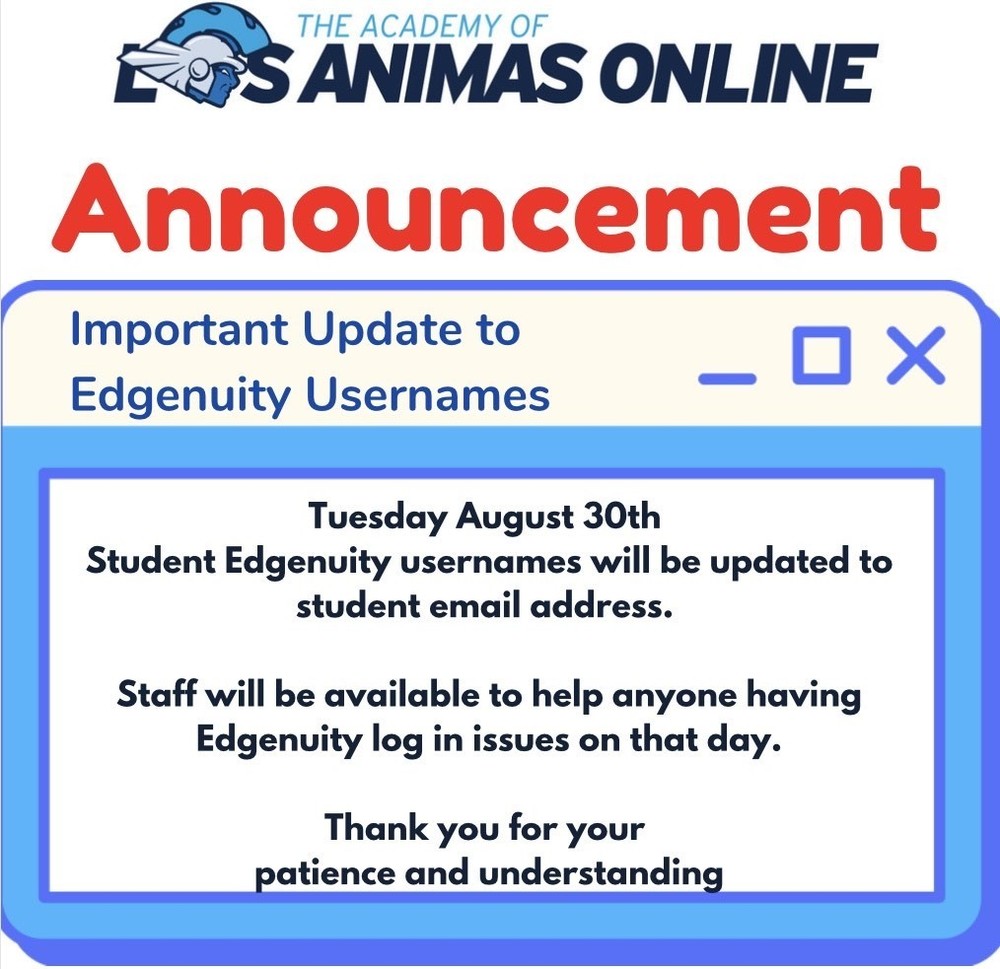 IMPORTANT UPDATE TO EDGENUITY