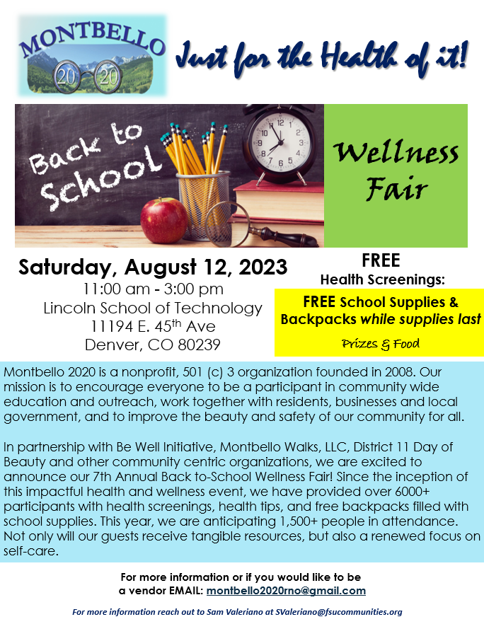 Health fair on August 12th in Denver