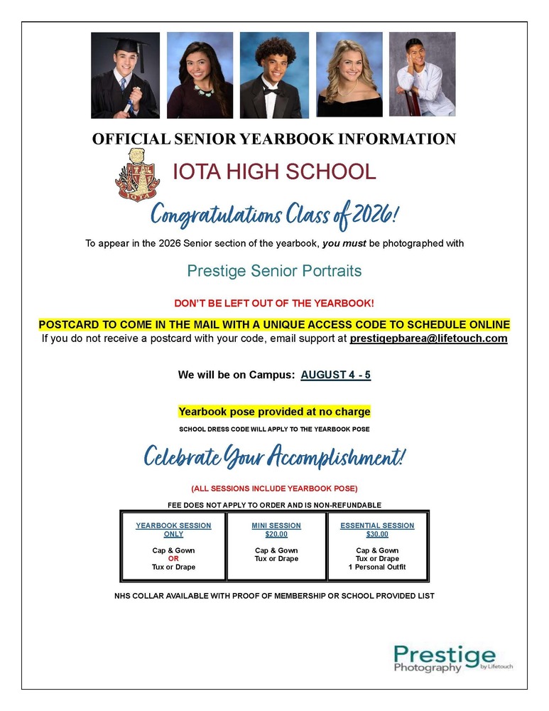 Class of 2026 Senior Portrait Flyer
