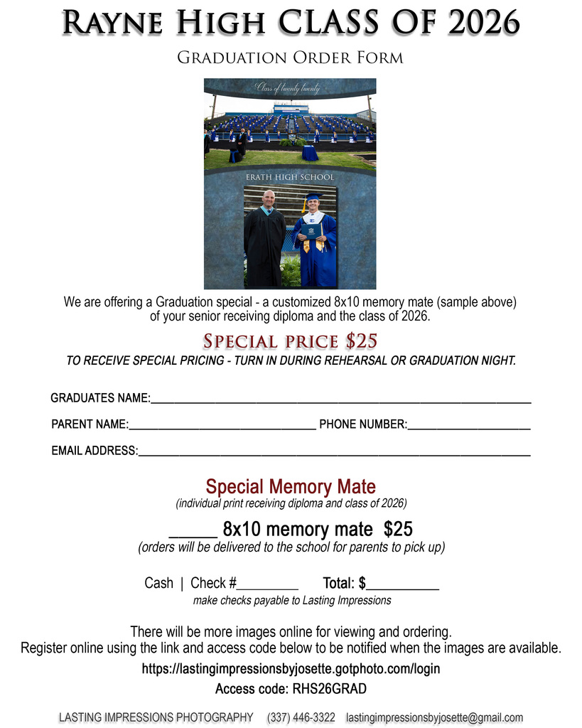 Graduation Picture Order Form