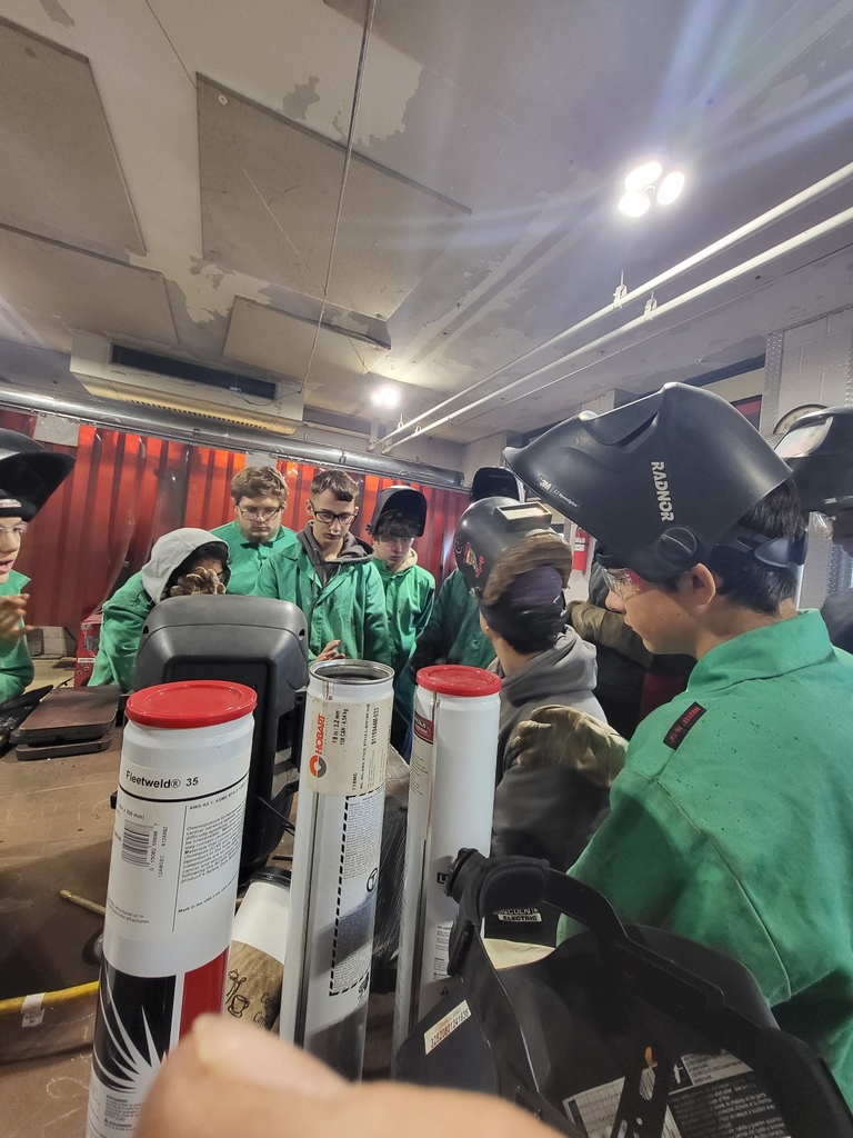 Students at ACE Academy are working hard in the welding lab. 