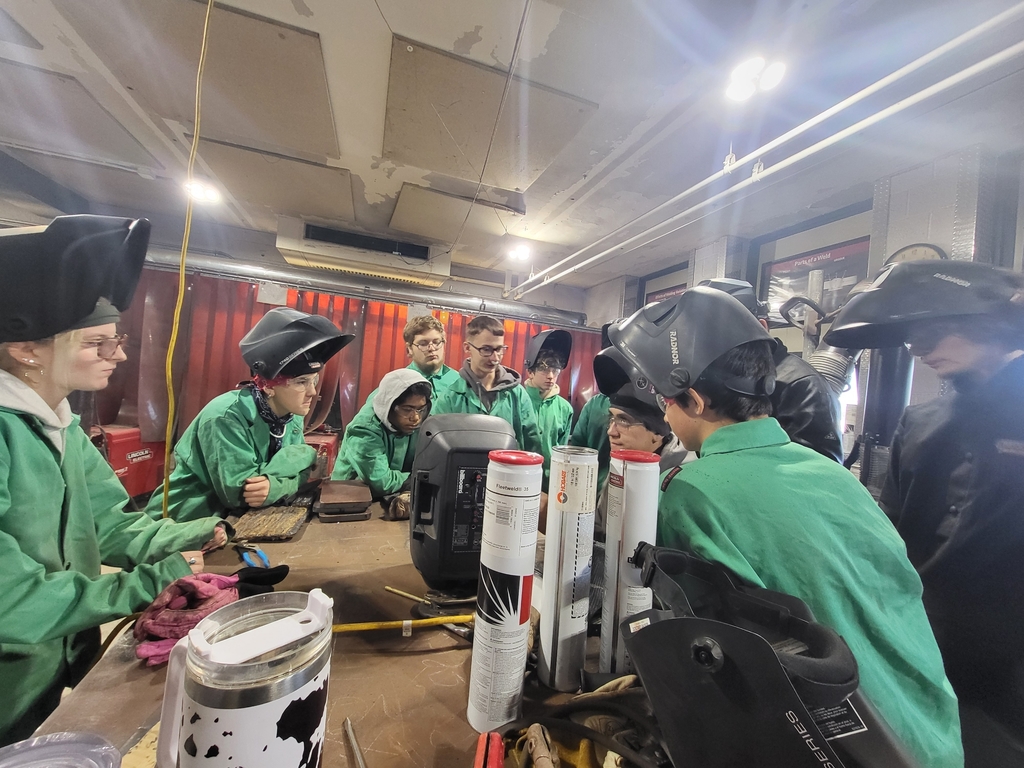 Students at ACE Academy are working hard in the welding lab. 