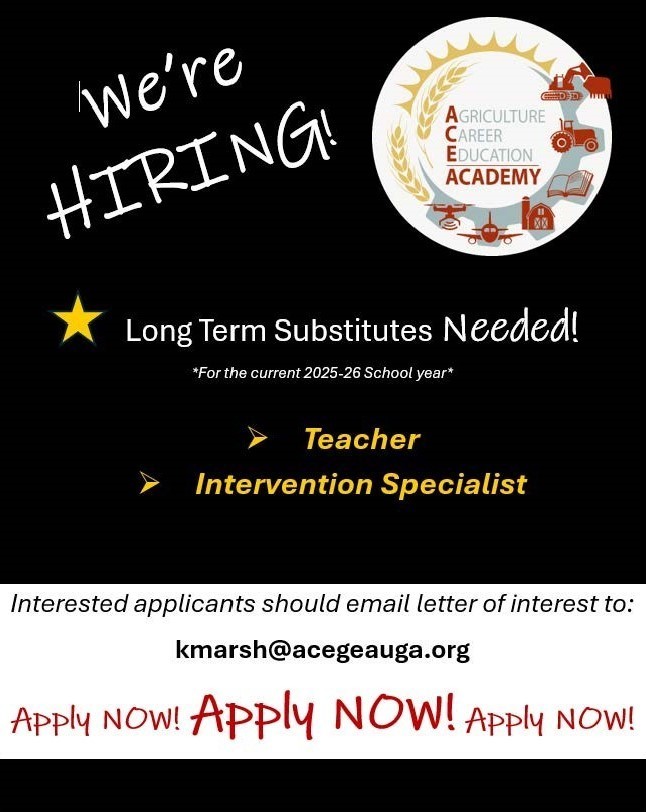 ACE Academy has several job postings opened for the 2025-2026 school year! Be sure to contact us!