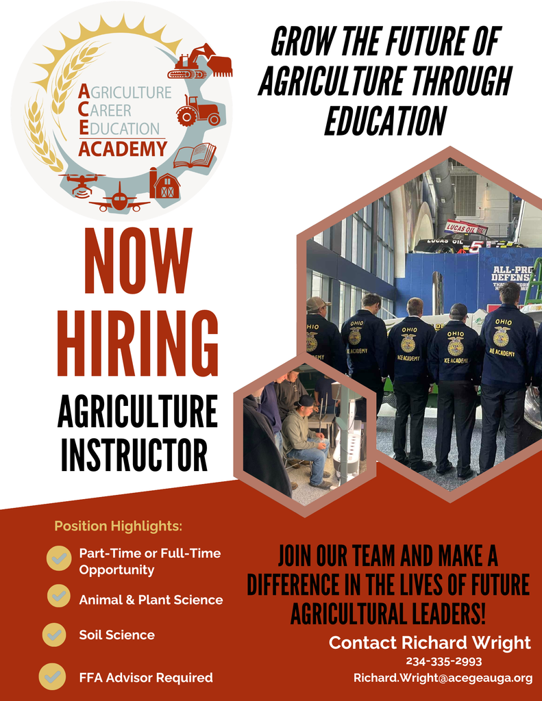 New Agriculture Instructor for ACE Academy hiring now 