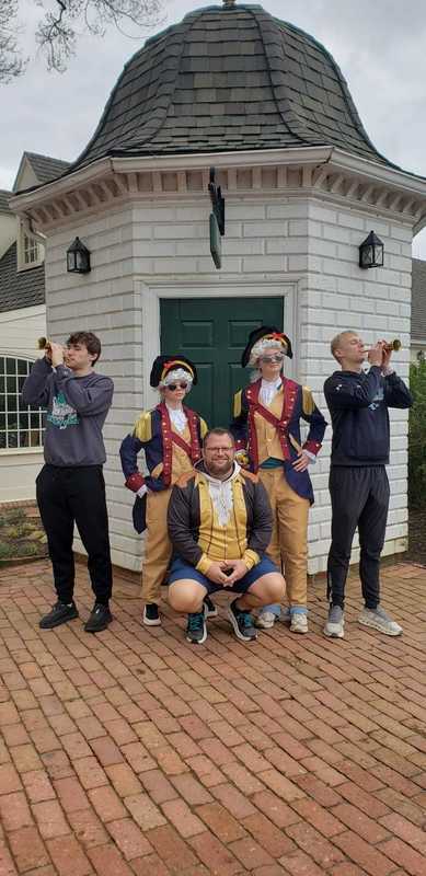 Students at historic site