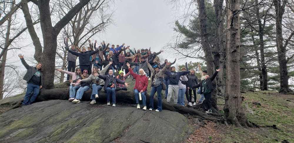 Students in the woods
