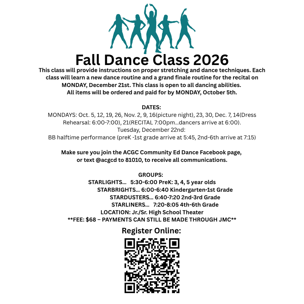 This class will provide instructions on proper stretching and dance techniques. Each class will learn a new dance routine and a grand finale routine for the recital on MONDAY, December 21st. This class is open to all dancing abilities.