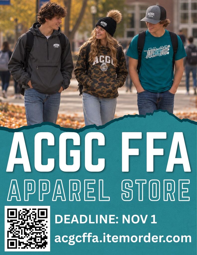 ACGC FFA Apparel Store acgcffa.itemorder.com Deadline: Nov 1