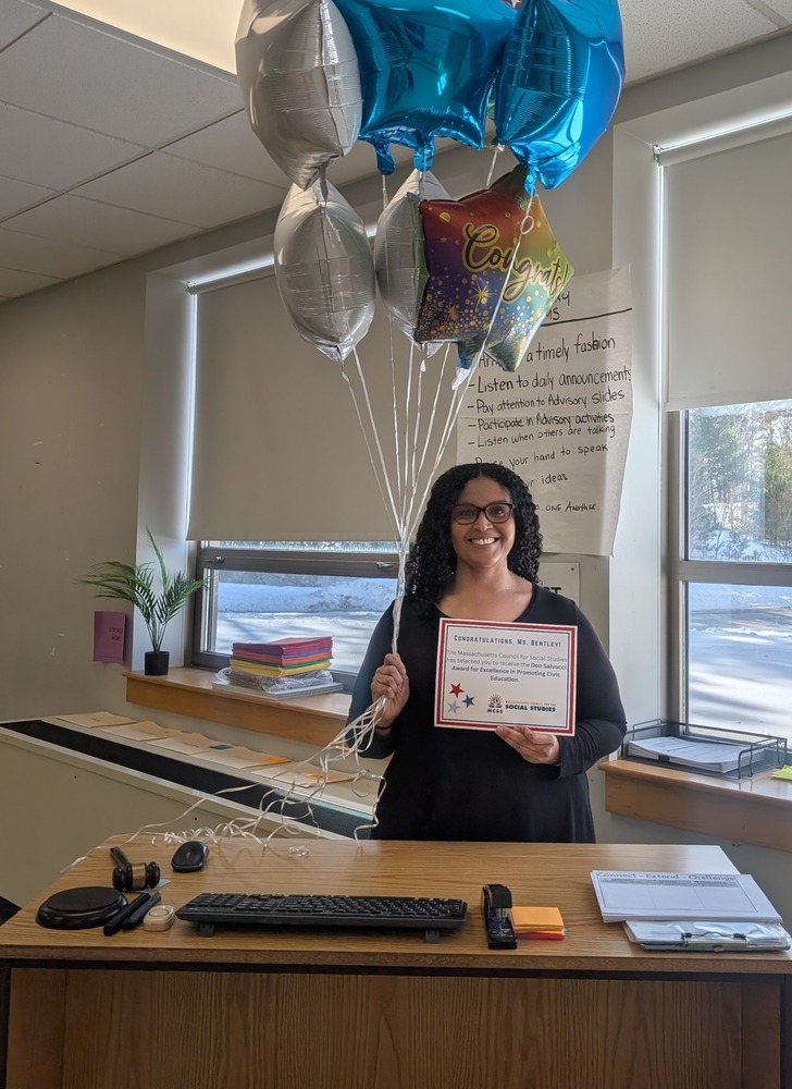 Karen Bentley, Grade 8 Civics Teacher, Recipient of the Don Salvucci Award for Excellence in Promoting Civic Education